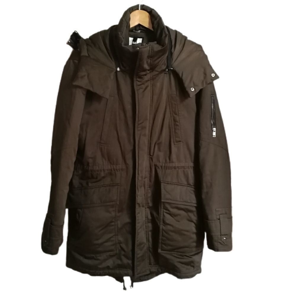 𝅺SOIA & KYO Winter Brown Real Fur Hooded Warm Zipper Front Coat Size Medium
